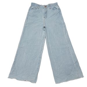 Minaa Monroe PWL01 Slouchy Oversized Light Wash Raw Hem Jeans 7